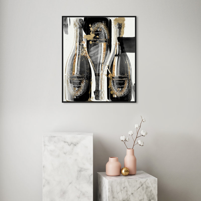 «Gold Showers», peinture sur toile, Cadre flottant noir, H 31 po x l 25 po