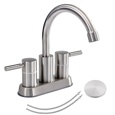 Robinet pour salle de bain à 2 poignées avec ensemble de bonde centrales