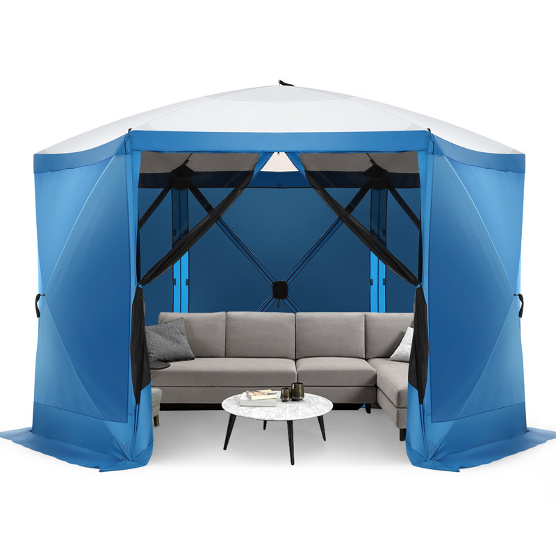 12x12FT Pop Up Gazebo Screen Tent Screen House for Camping, Screen Room with Mosquito Netting, Hub Tent Instant Screened Canopy with Carrying Bag and Ground Stakes