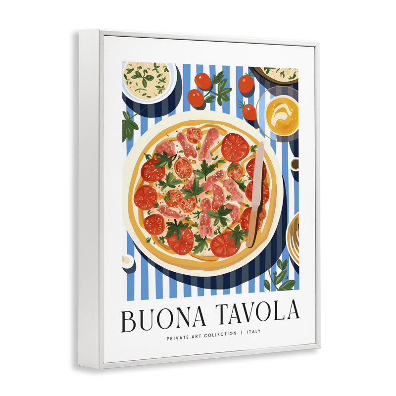 Buona Tavola, H 30 po x l 24 po, Estampe numérique encadrée blanc bord de mer