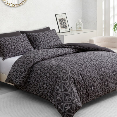 Microfiber Geometric Duvet Cover Set