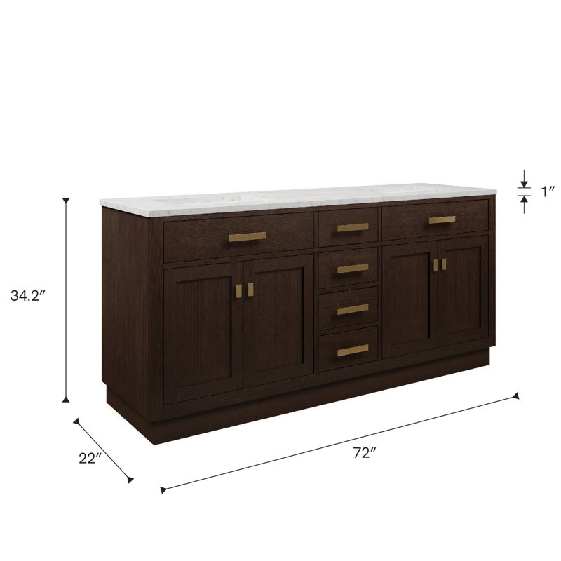 Argenta 72" W x 22" D x 34" H Double Bathroom Vanity, Brown Oak