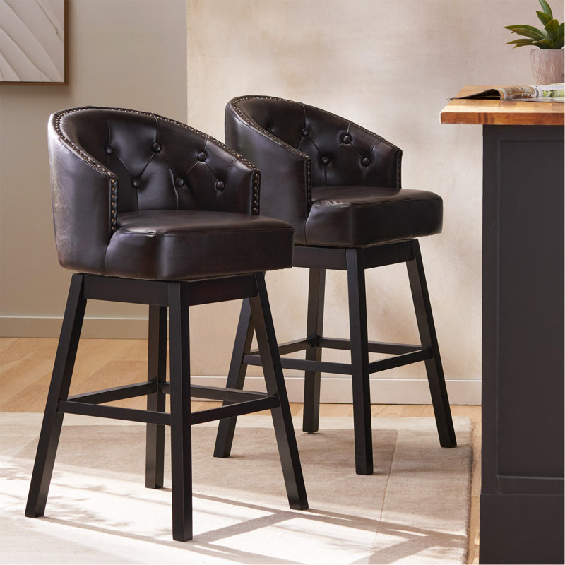 Tabouret tournant à 360 degrés avec garniture cloutée, brun, Brown, Brown