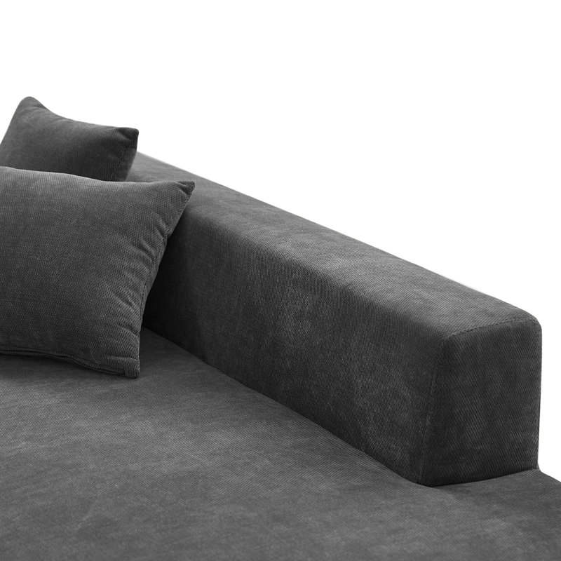 Canapé à compression haute densité 94 po avec 2 coussins Nerio, Gris anthracite