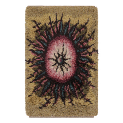 Vintage Swedish Rya Rug With Vibrant Scandinavian Medallion - Rug & Kilim