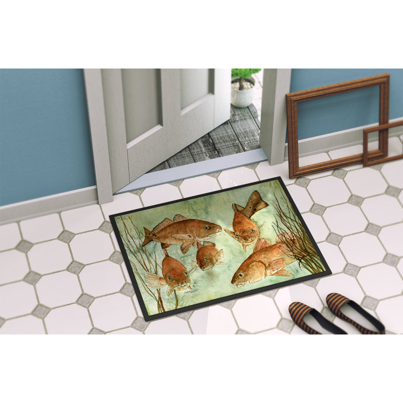 Paillasson d’extérieur antidérapant à poissons zunaira, Rectangle 1 pi 6 po x 2 pi 3 po