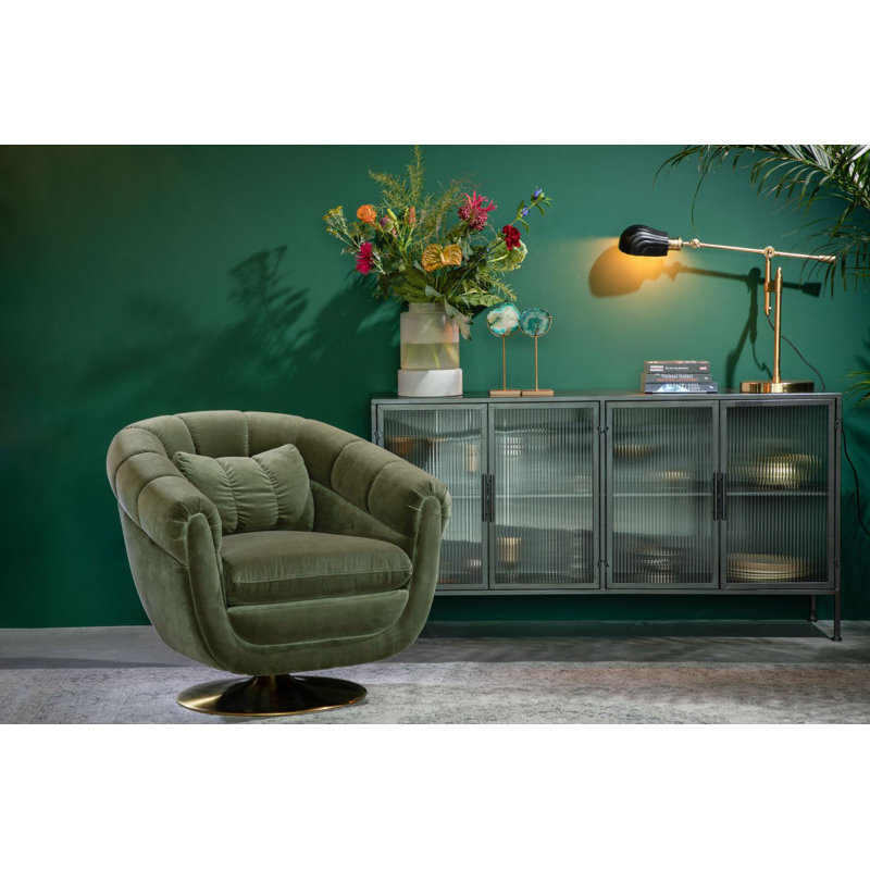 Member Swivel Lounge Chair, Green Cotton Blend