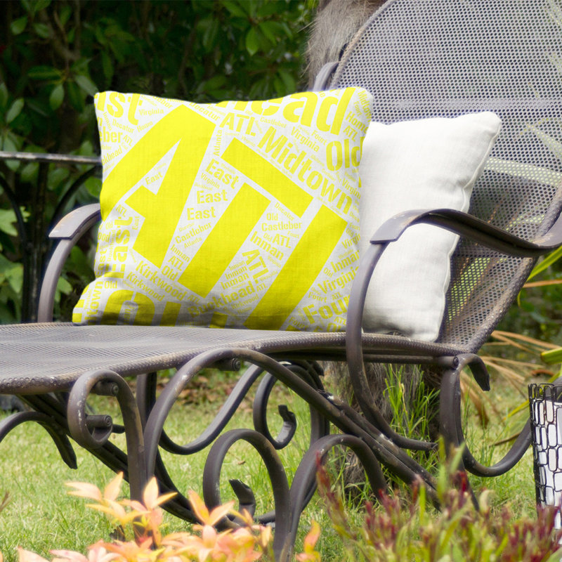 Coussin décoratif intérieur/extérieur atlanta, Jaune, H 18 po x l 18 po, Oui