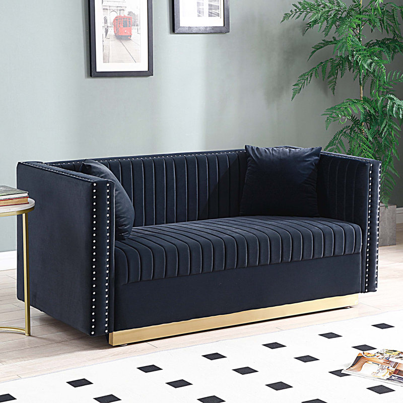 Causeuse moderne en tissu 2 places, Noir
