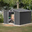 10x8 Ft Lockable Outdoor Structure With Metal Foundation, Grey Shed Ft, Lockable, For Backyard Space