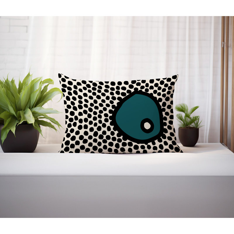 Coussin lombaire réversible intérieur / extérieur Jai Abstract, H 14 po x l 20 po, Émeraude