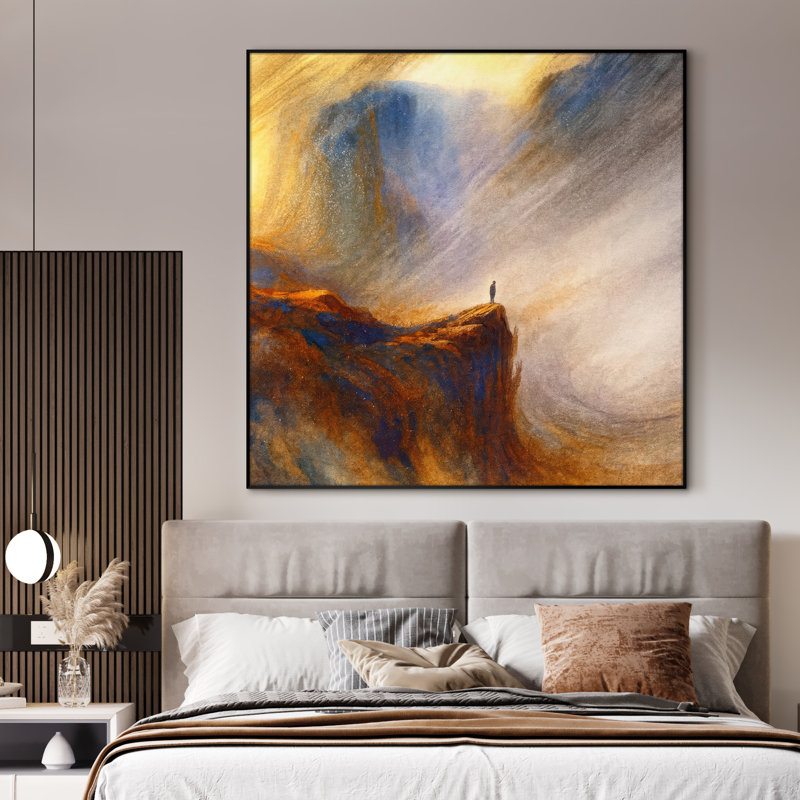 Extra Large Wall Art Fabric Print - Modern Abstract for Contemporary Home Artwork Decor for Living Room or Bedroom - "Frame Assembly Required (Unfinished Frame)"
