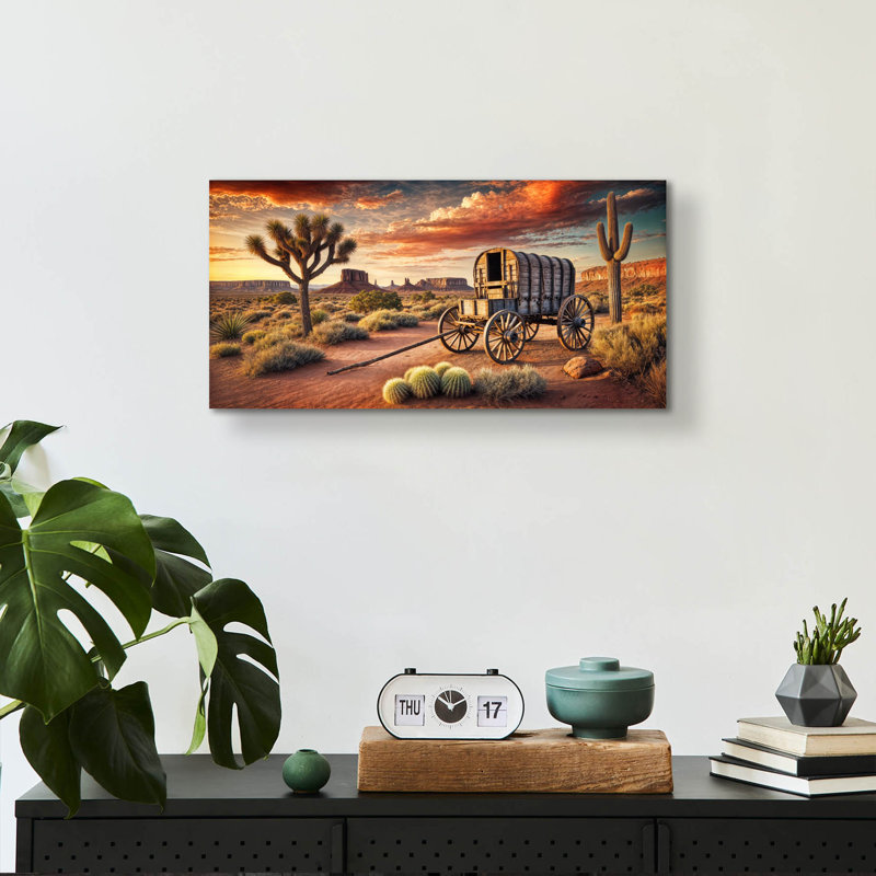 «Southwest Wagon» par Rey Klimt, art mural en verre acrylique, H 12 po x l 24 po