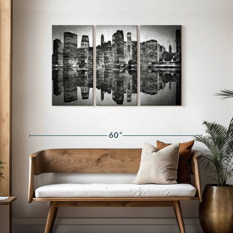 Sireci Abstract Skyline BW, 28" H x 45" W