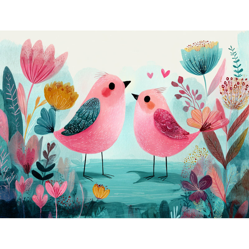 Love in Bloom - Oiseaux réconfortants dans le jardin printanier, H 36 po x l 48 po