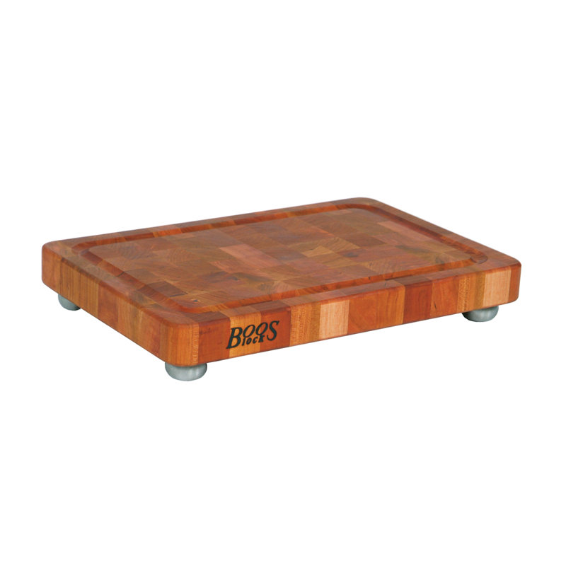 Planche à découper BoosBlock® en cerisier à grain d'extrémité avec pieds en acier inoxydable 1,75 po