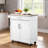 White Multifunctional Kitchen Trolley Comes With Storage Drawers Enclosed Cabinet And Exterior Towel Holder