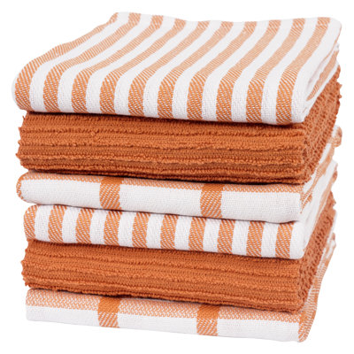 Ensemble de 6 serviettes de cuisine Kaf Home Premium 100% coton, 18 po x 28 po