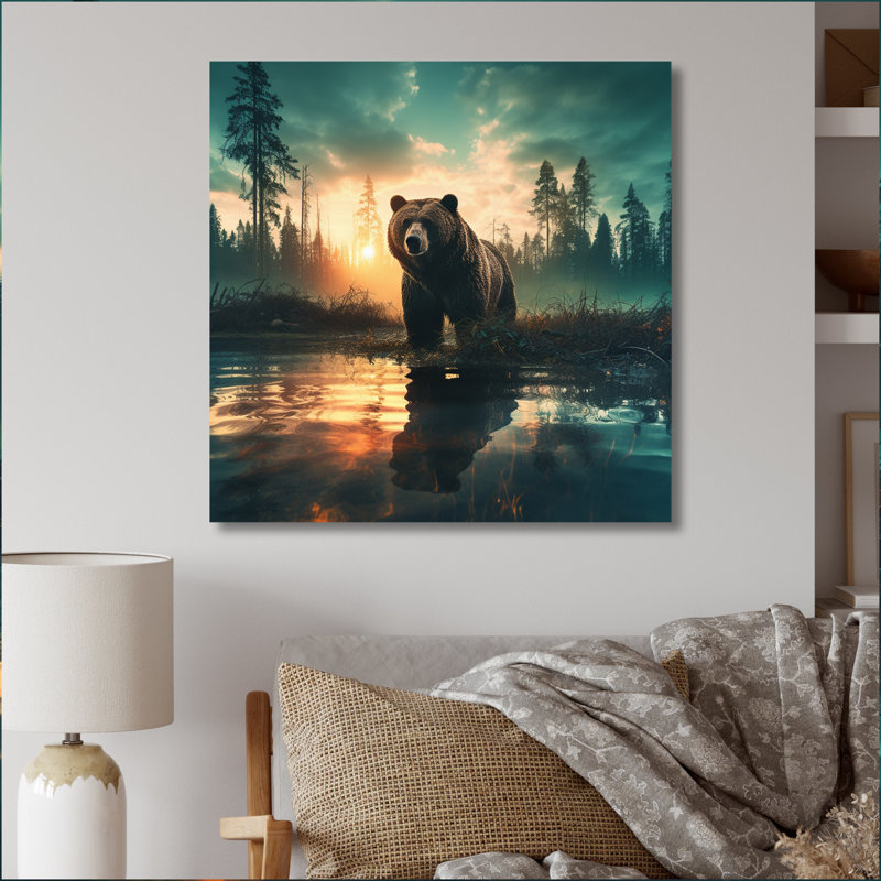 «Double Exposure Bear», décoration murale en toile, H 30 po x l 30 po x P 1 po, Toile tendue