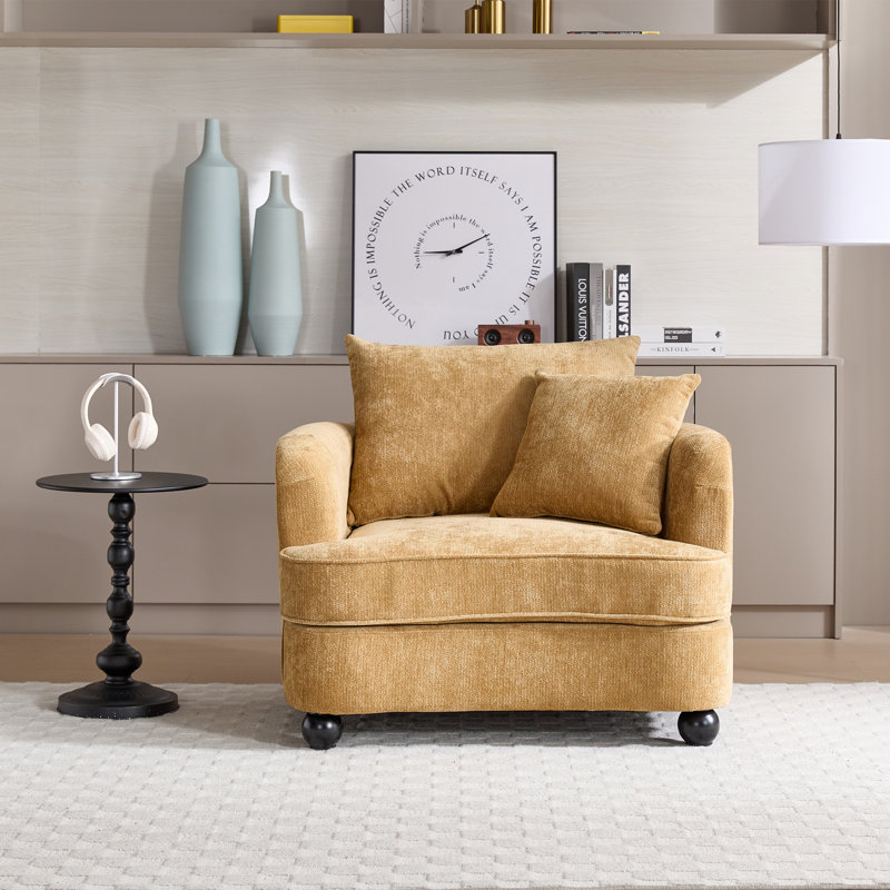 40.2" Chenille Removable Cover Soft Seat Sofa, Yellow