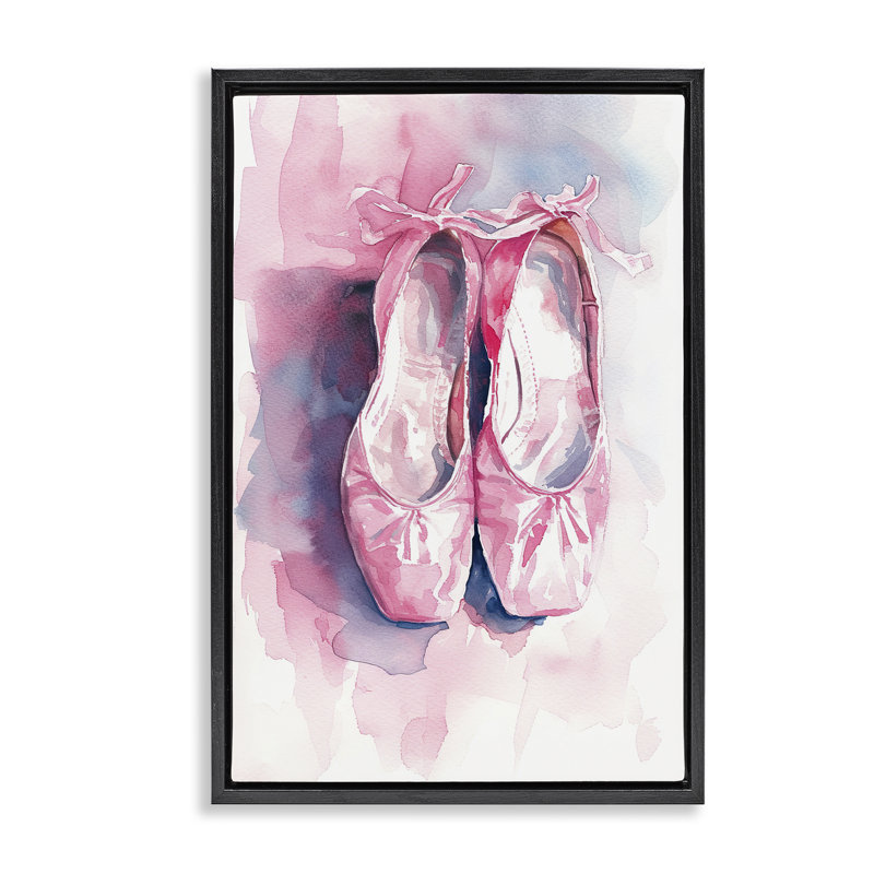 Cadre flottant Blush Ballet Pantoufles, design par Ray Powers, H 31 po x l 21 po, Cadre flottant noir de jais