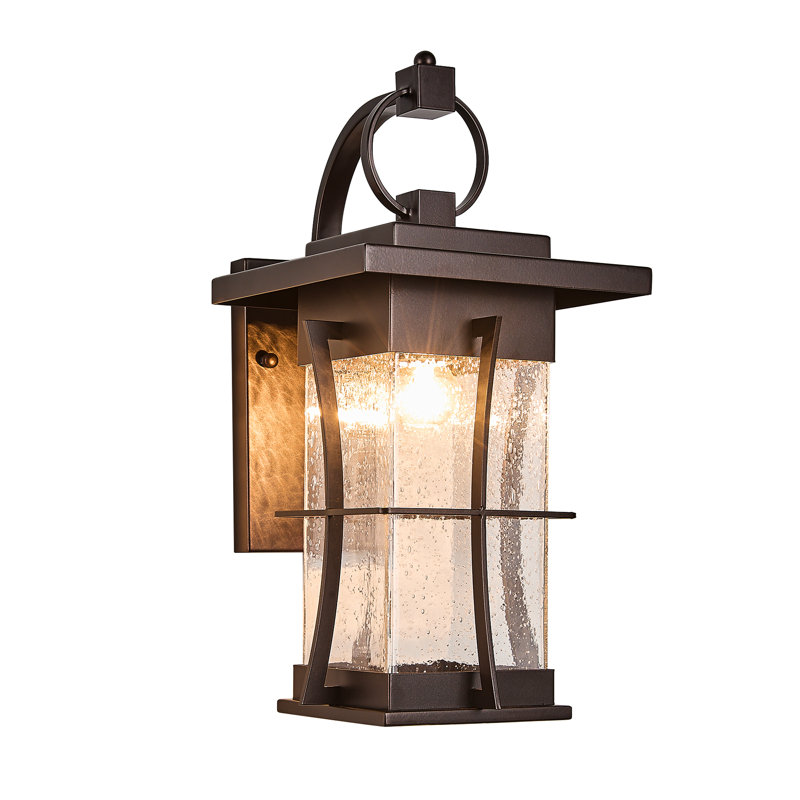 Outdoor Wall Lantern with Clear Seeded Glass, Waterproof Exterior Wall Light, 17.7" H *8.5"W, Oil Rubbed Bronze
