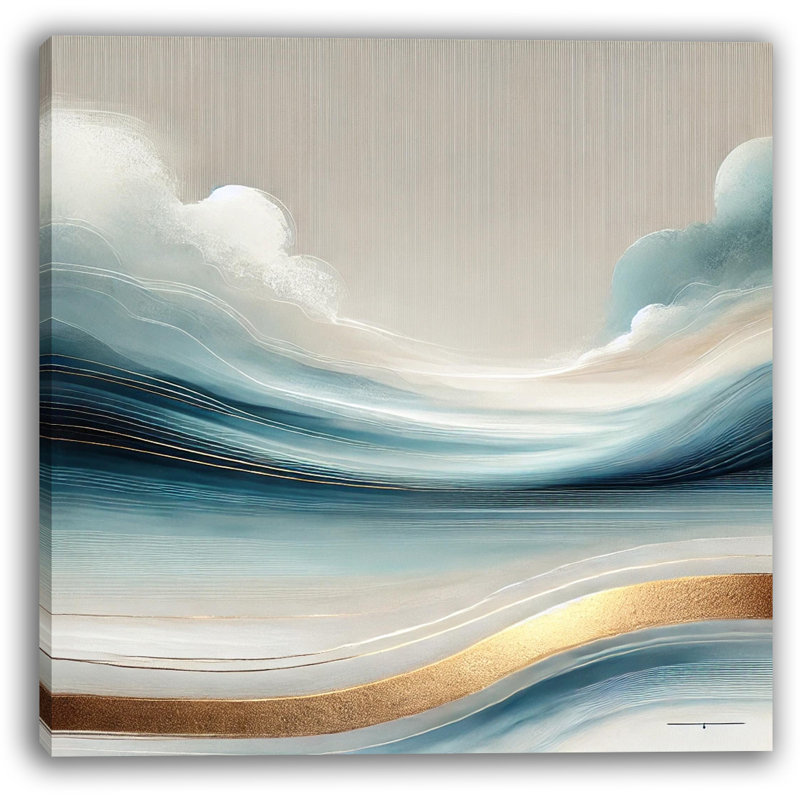 Coastal Drift - art abstrait sur toile, horizon océanique abstrait, H 40 po x l 40 po x P 1,5 po