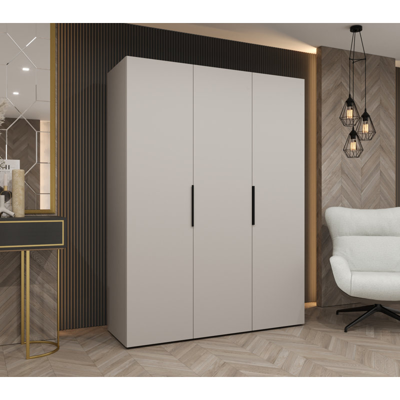 Manufactured Wood Wardrobe, cashmere + handles: black