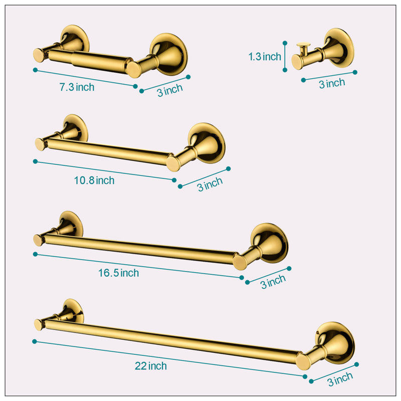 Bathroom Hardware Set, Gold