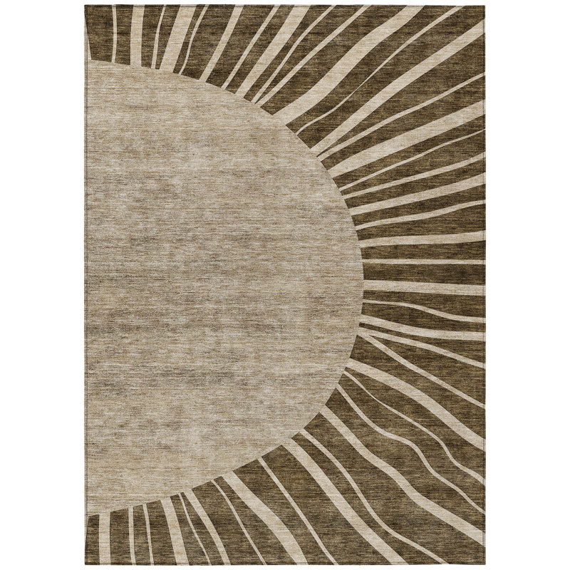 Washable Abstract Indoor / Outdoor Rug, Rectangle 3' x 5'
