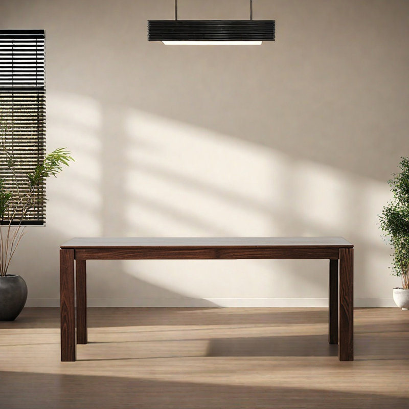 All Solid Walnut Long Rectangular Dining Table, 29.52"H x 86.61"L x 35.43"W