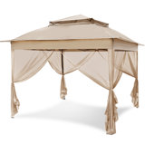 11 pi. L 11 pi. D Pavillon de jardin d'extérieur en acier à toit souple avec filet