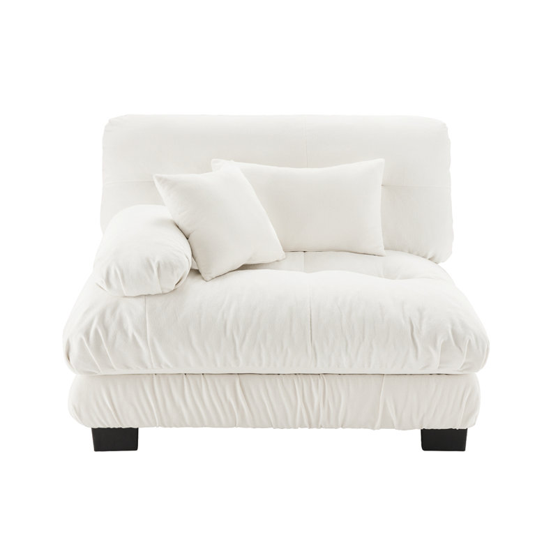 Grand canapé en chenille sans accoudoirs, White Chenille
