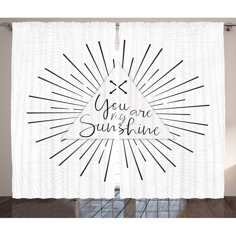 Tribal Boho Quotes Decor Graphic Print and Text Semi-Sheer Rod Pocket Curtain Panels, 54" W x 84" L