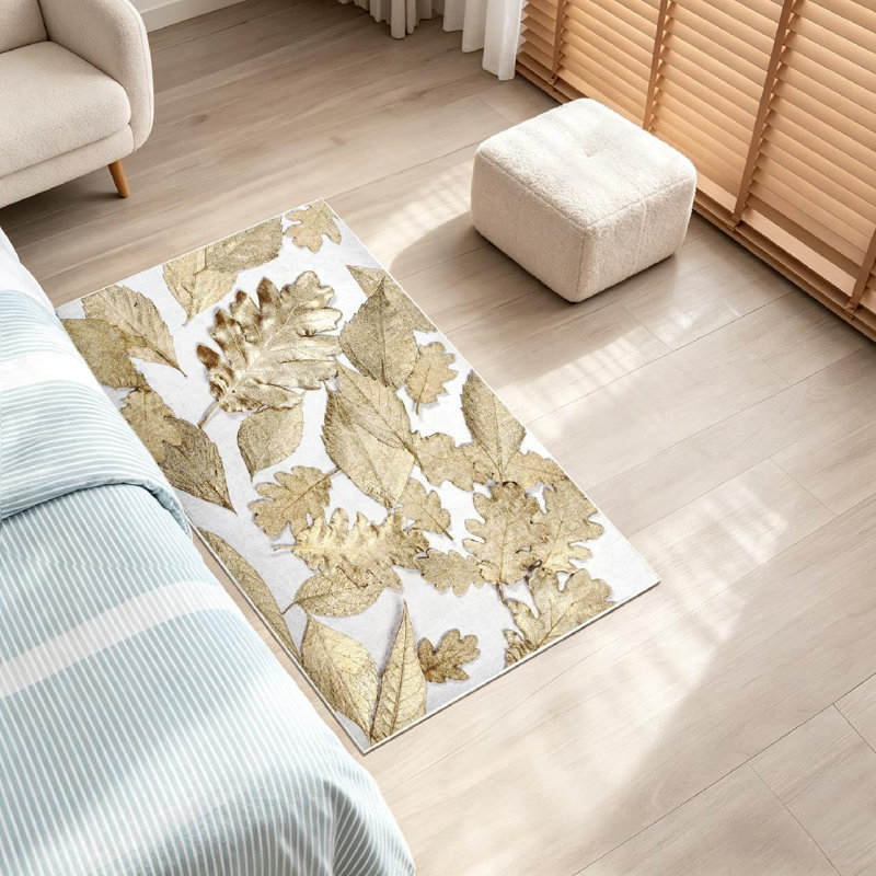Tapis orange lavable à la machine, feuilles d'automne doré Il y a un tapis d'intérieur, Rectangle 32 po x 47 po