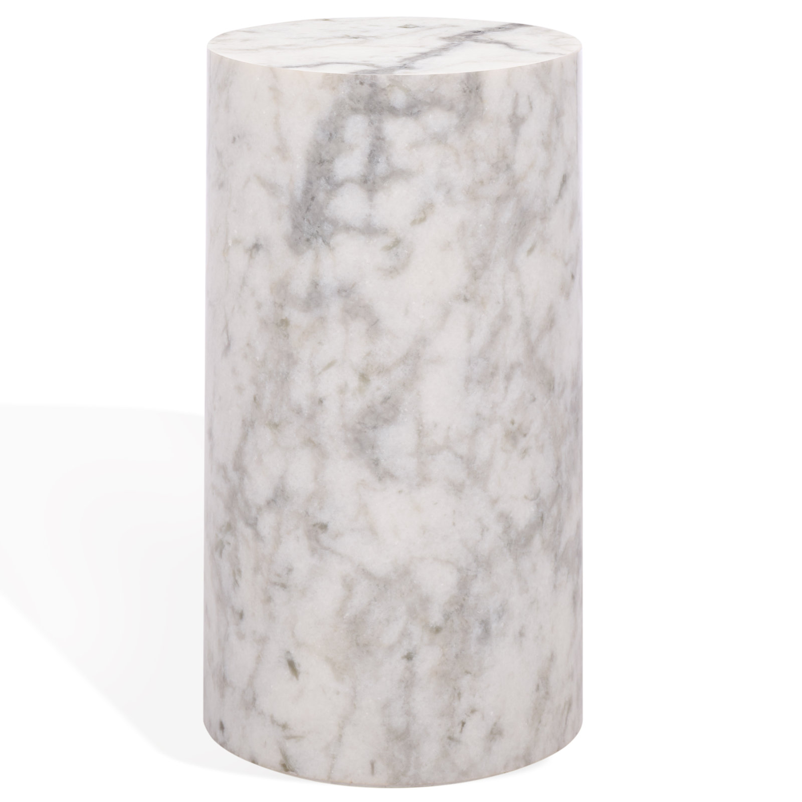 11" Genuine Marble End Table, White