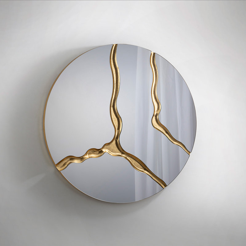 Surcos Round Mirror, Gold