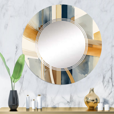 Rade moderne bleu et or abstrait I - miroir mural moderne