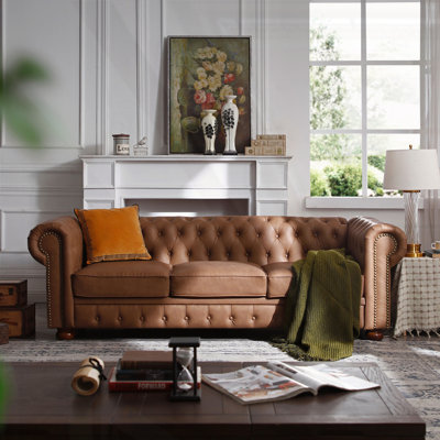 Classic Chesterfield Sofa Loveseat For Living Room Faux Leather