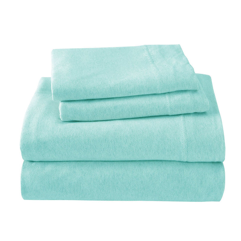 Queen Aqua Cotton Modal Jersey Knit Sheet Set