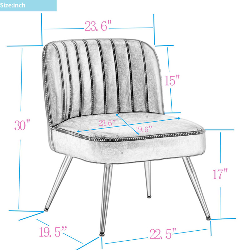 Chaise d'appoint capitonnée de 23,6 po Milla, Noir