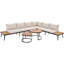 Sièges d'extérieur avec coussins amovibles de table basse en bois et tissu beige
