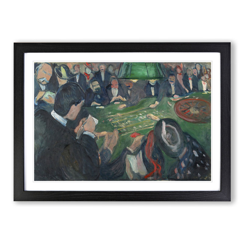 At the Roulette Table by Edvard Munch - Picture Frame Painting, 36cm H x 48cm W x 2cm D, Black Framed