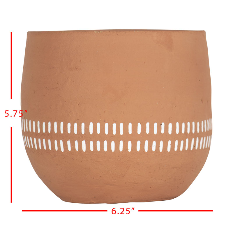 Handcrafted White Ticking Stripe Terracotta Pot Planter