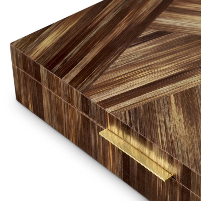 Harvard Wood Decorative Box, Straw Marquetry Brown