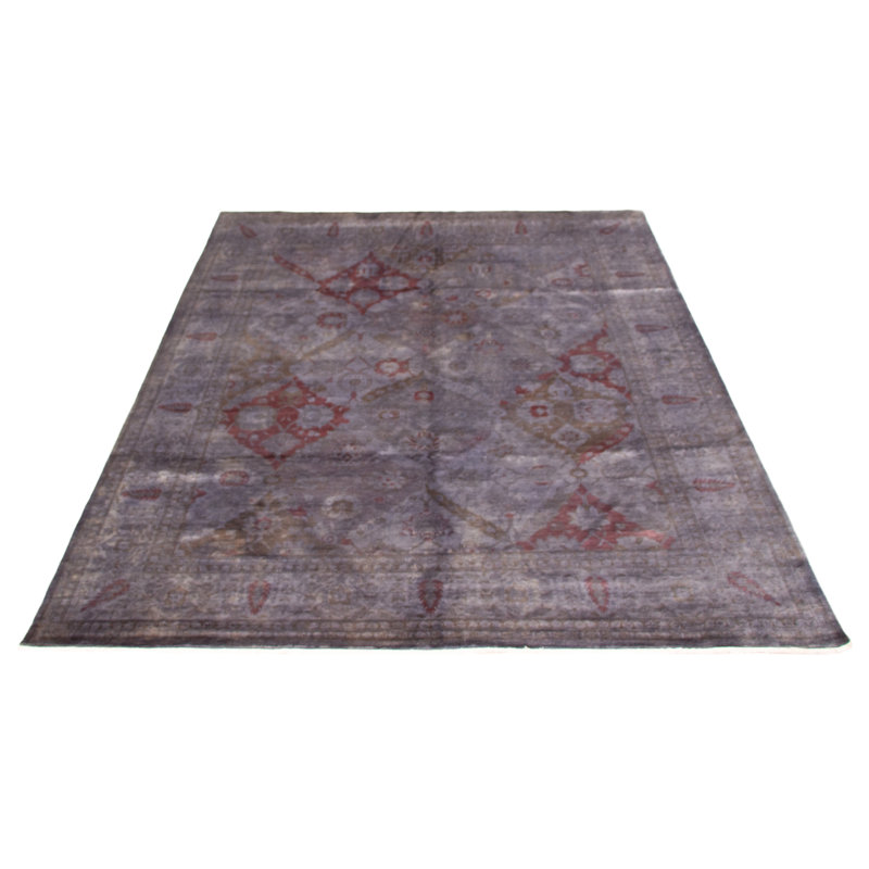Tapis gris noué à la main unique 7 pi 9 po x 10 pi 2 po