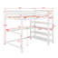 Lit mezzanine double avec tablettes et bureau-432229445