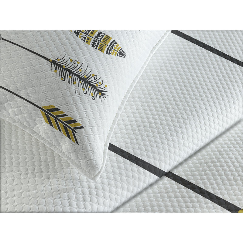 Ambesonne Arrow Bedspread Retro Elements Yellow Black, King Coverlet/Bedspread + 2 Pillow Shams