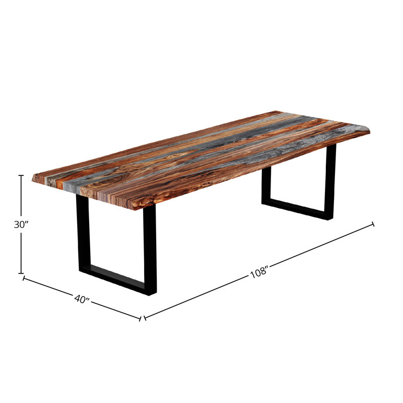 Table de salle à manger Georgy, L 40 po x L 108 po, Noir / Gris / Brun
