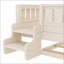 Lit double avec bibliothèque intégrée, petit escalier et lit gigogne, beige, sécuritaire et multifonctionnel pour les enfants